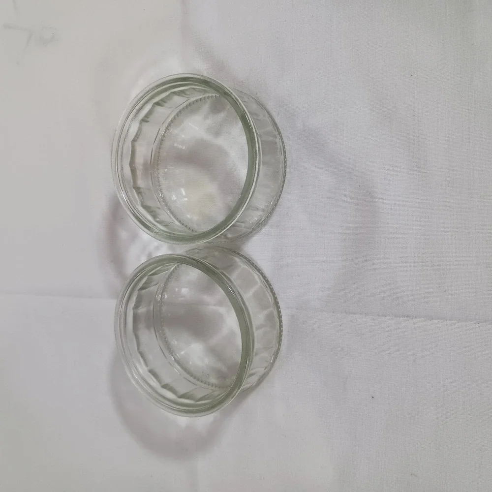Unbranded Glass Ramekins Clear Excellent Fluted Custard Cups Set of 2 3.25x1.50